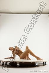 Nude Gymnastic poses Woman White Slim long brown Multi angle poses Pinup